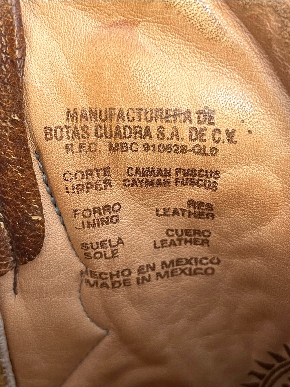 VTG Cuadra Caiman Leather Western Cowboy Boots Honey Hornback J Snip Toe Mens 9 - Picture 12 of 16